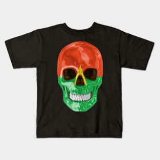 Burkina Faso Flag Skull - Gift for Burkinabe With Roots From Burkina Faso Kids T-Shirt